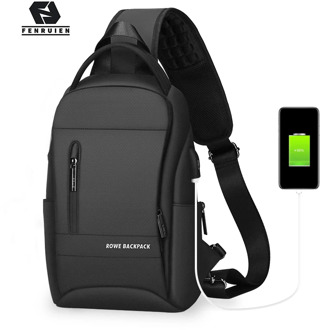 Fenruien Multifunction Crossbody Bags Men USB Charging Chest Pack Short Trip Messengers Chest Bag Water Repellent Shoulder Bag
