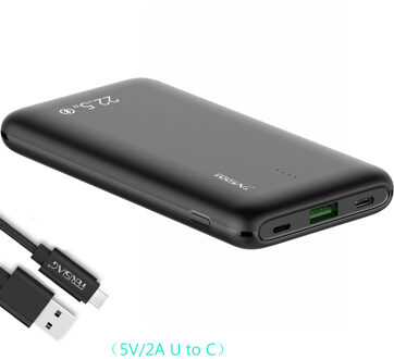 Ferising 5A Vooc Scp Super Fast Charger 10000Mah Power Bank Usb Type C Externe Batterij Pd Qc 3.0 Powerbank voor Oneplus Dash 6T zwart(U TO C kabel)