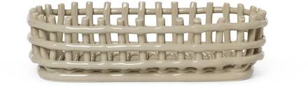 Ferm Living Keramische mand, ovaal, beige, lengte 30 cm, keramiek