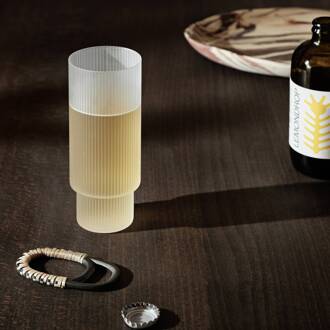 Ferm Living longdrinkglas Ripple, wit, 300 ml, glas, set van 4