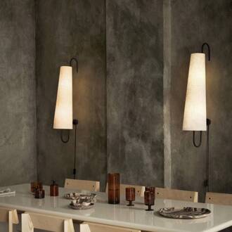 Ferm Living Wandlamp Ancora, stekker, textiel, 98,5 cm zwart, beige