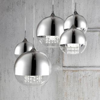 Fermi hanglamp 5-lamps m. kristalbezetting nikkel, chroom