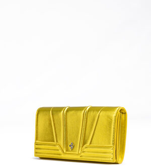 Ferrari Metaalachtige Leren Portemonnee Mosterdgeel