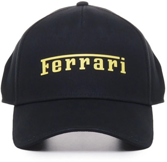 Ferrari Zwarte Katoenen Logo Hoeden Ferrari , Black , Unisex - ONE Size