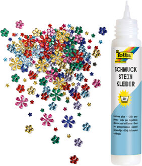 Festival gezicht steentjes - bloementjes - glitter - incl. gezichtslijm