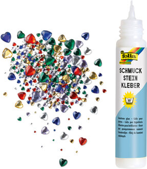 Festival gezicht steentjes - hartjes - glitter - incl. gezichtslijm