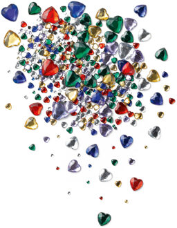 Festival gezicht steentjes - multi kleur - glitter hartjes - strass- plakhartjes