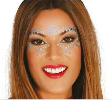 Festival Gezicht stickers - glow in the dark - glitter diamantjes - strass steentjes/plakdiamantjes