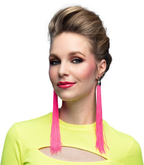 Festival Oorbellen Neon Roze (20cm)
