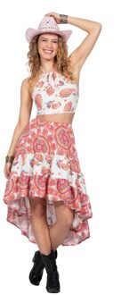 Festival Outfit Dames High Low Multikleur - Print