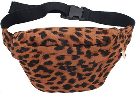 Festival polyester heuptasje documentenhouder bruin luipaard/panter vlekken patroon 26 x 16 cm - Heuptassen Multikleur