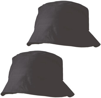 Festival Vissershoedjes/zonnehoedjes voor volwassenen - 6x - zwart