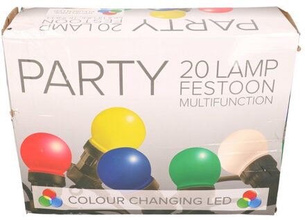 Festoon buitenfeestverlichting gekleurde RGB lampbolletjes 12 m Multi