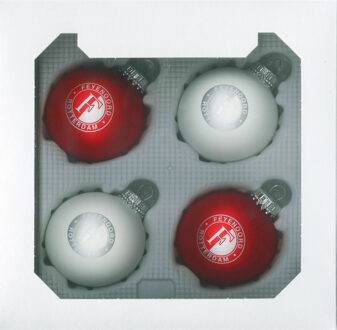 Feye Kerstballen feyenoord rood en wit: