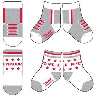 Feyenoord Baby sokjes feyenoord 2-pack grijs/rood