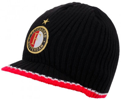 Feyenoord muts beanie met klep zwart
