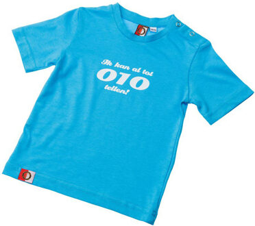Feyenoord t-shirt 010 tellen baby blauw, maat 80