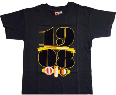 Feyenoord t-shirt 3-logo kids grijs, maat 128