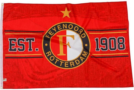 Feyenoord vlag est 1908 rood, 100 x 150 cm