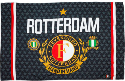 Feyenoord vlag hand in hand zwart, 150 x 220 cm