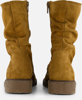 Feyn Giulia Plooi Enkellaarsjes taupe Suede Cognac - 36,37,38,39,40,41