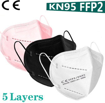 FFP2 Face mask KN95 Mouth Mask 95% filter Dust mask Protection maske black and white Non-woven FFP2MASK KN95MASK
