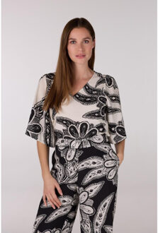 Fianna blouse wtt2 120 short sleeve off white/ black Wit - 38