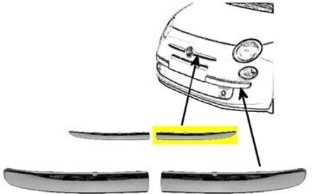 Fiat BUMPERLIJST LINKS VOOR Chroom - naast KOPLAMP 1604583