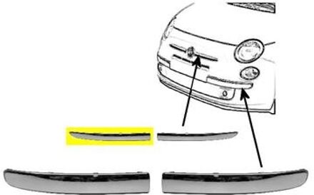 Fiat BUMPERLIJST RECHTS VOOR Chroom - naast KOPLAMP 1604584
