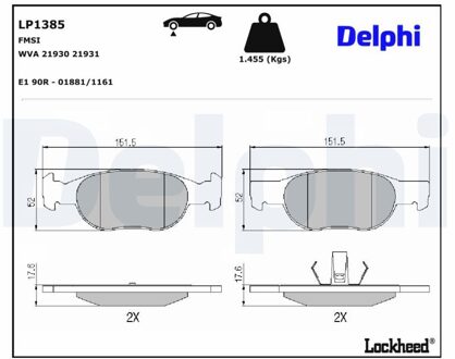 Fiat Jeu De Plaquettes De Frein LP1385