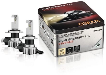 Fiat Osram Night Breaker LED-lampen Vintage - H4 - 12V/20-19W - set van 2 stuks 64193DWNBVNT2MB