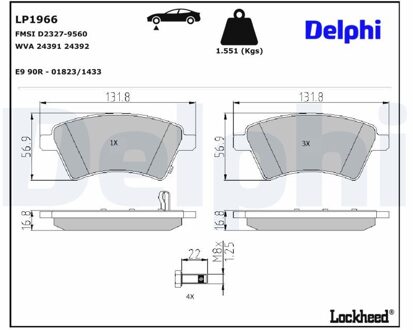 Fiat Remblokkenset, schijfrem LP1966
