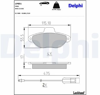 Fiat Remblokkenset, schijfrem LP851