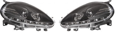 Fiat Set Koplampen incl. DRL passend voor Fiat Punto Evo 2009- - Zwart - incl. stelmotor
