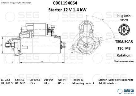 Fiat Startmotor / Starter 0001194064