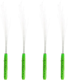 Fiber LED licht stick - Set van 4x stuks - groen - Lichtgevende feestartikelen - Light sticks - 40 c