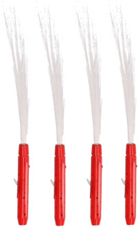 Fiber LED licht stick - Set van 4x stuks - rood - Lichtgevende feestartikelen - Light sticks - 40 cm