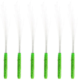 Fiber LED licht stick - Set van 6x stuks - groen - Lichtgevende feestartikelen - Light sticks - 40 c
