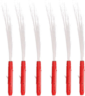 Fiber LED licht stick - Set van 6x stuks - rood - Lichtgevende feestartikelen - Light sticks - 40 cm