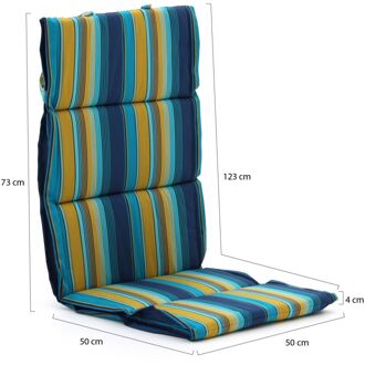 Fiber tuinkussen hoog 123x50cm - Laagste prijsgarantie! Blauw/Geel/Groen