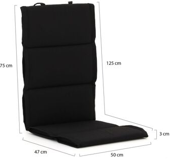Fiber tuinkussen hoog 125x50cm - Laagste prijsgarantie! Zwart