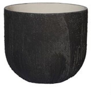 Ficonstone bloempot Cody Burned black 35x31cm. op=op