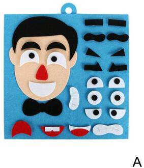 Fidget Speelgoed Kawaii Kinderen Uitdrukking Puzzel Non-woven Materiaal Kit Speelgoed Stickers Uitdrukking Veranderen Spelen blauw