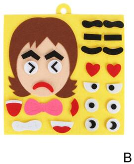 Fidget Speelgoed Kawaii Kinderen Uitdrukking Puzzel Non-woven Materiaal Kit Speelgoed Stickers Uitdrukking Veranderen Spelen geel