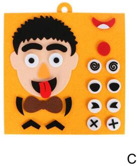 Fidget Speelgoed Kawaii Kinderen Uitdrukking Puzzel Non-woven Materiaal Kit Speelgoed Stickers Uitdrukking Veranderen Spelen oranje