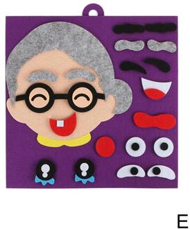 Fidget Speelgoed Kawaii Kinderen Uitdrukking Puzzel Non-woven Materiaal Kit Speelgoed Stickers Uitdrukking Veranderen Spelen paars