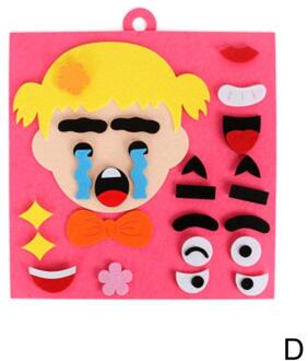 Fidget Speelgoed Kawaii Kinderen Uitdrukking Puzzel Non-woven Materiaal Kit Speelgoed Stickers Uitdrukking Veranderen Spelen roze