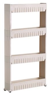 Fie Multipurpose Plank Met Verwijderbare Wielen Crack Rek Badkamer Opslag Rack Plank Multi-layer Koelkast Side Plank Four laag grijs