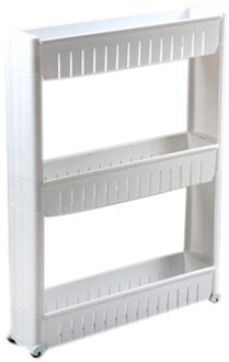 Fie Multipurpose Plank Met Verwijderbare Wielen Crack Rek Badkamer Opslag Rack Plank Multi-layer Koelkast Side Plank Three laag wit