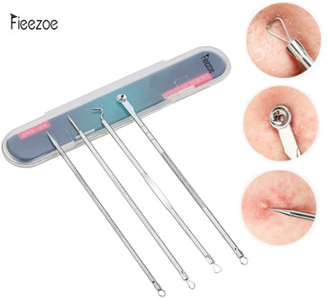Fieezoe 4Pcs/Set Blackhead Remover Acne Remover Needle Pimple Remover Tool Limpieza Facial Blackhead Comedone Tool Spoon Acne